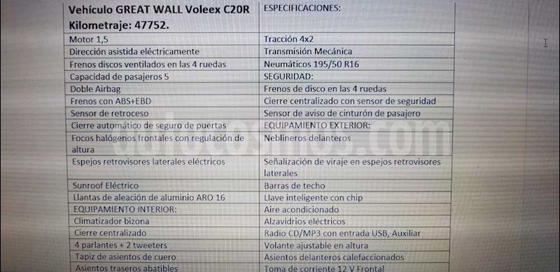 foto Great Wall Voleex C20 SR 1.5 Usado