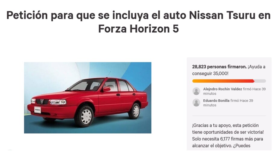 Piden incluir al Nissan Tsuru en Forza Horizon 5 ¿te unes